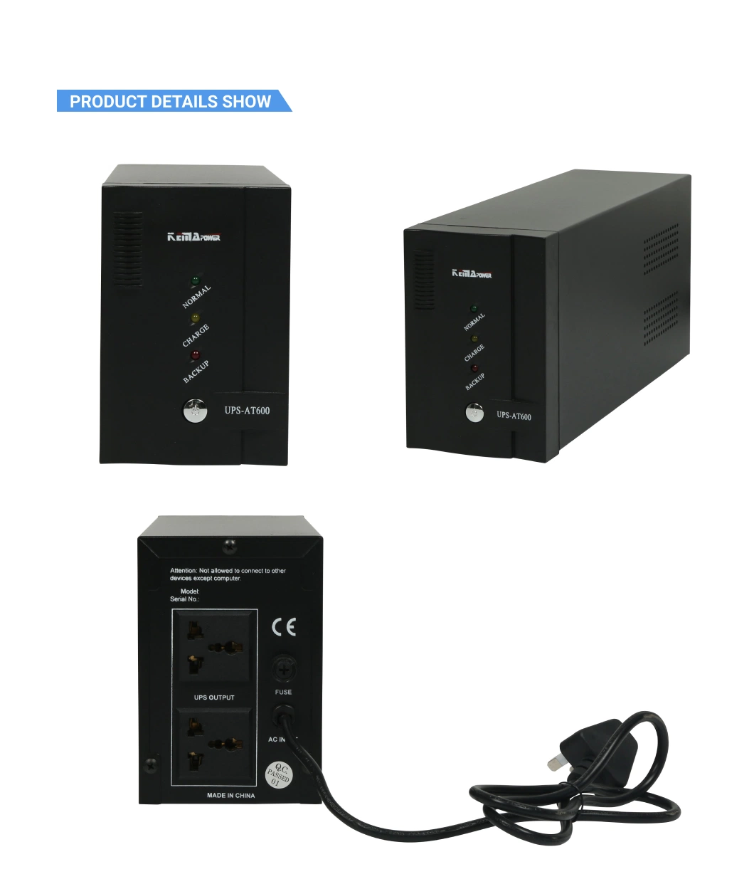 Computer Offline Standby Backup UPS 1500va 900W Single Phase UPS External Battery